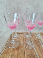 Lot de 8 verres à vin Crystal d’arques – dégradé rose vintage 🌸