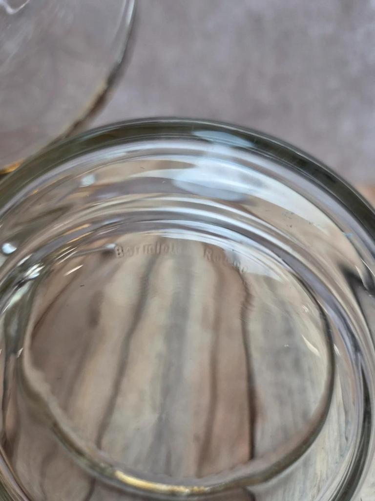 Serviteur apéritif vintage en métal argenté et verre Bormioli Rocco Italie