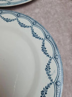 Lot de 12 assiettes plates anciennes Salins “petit Trianon” terre de fer bleu 💙