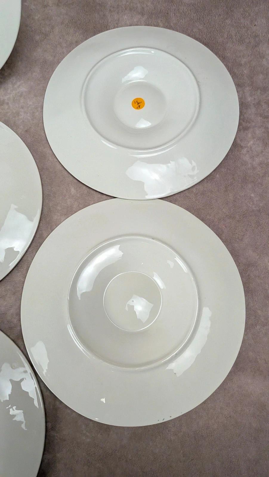 Service 12 assiettes à huîtres + grand plat Longchamp majolique vert coquillage vintage