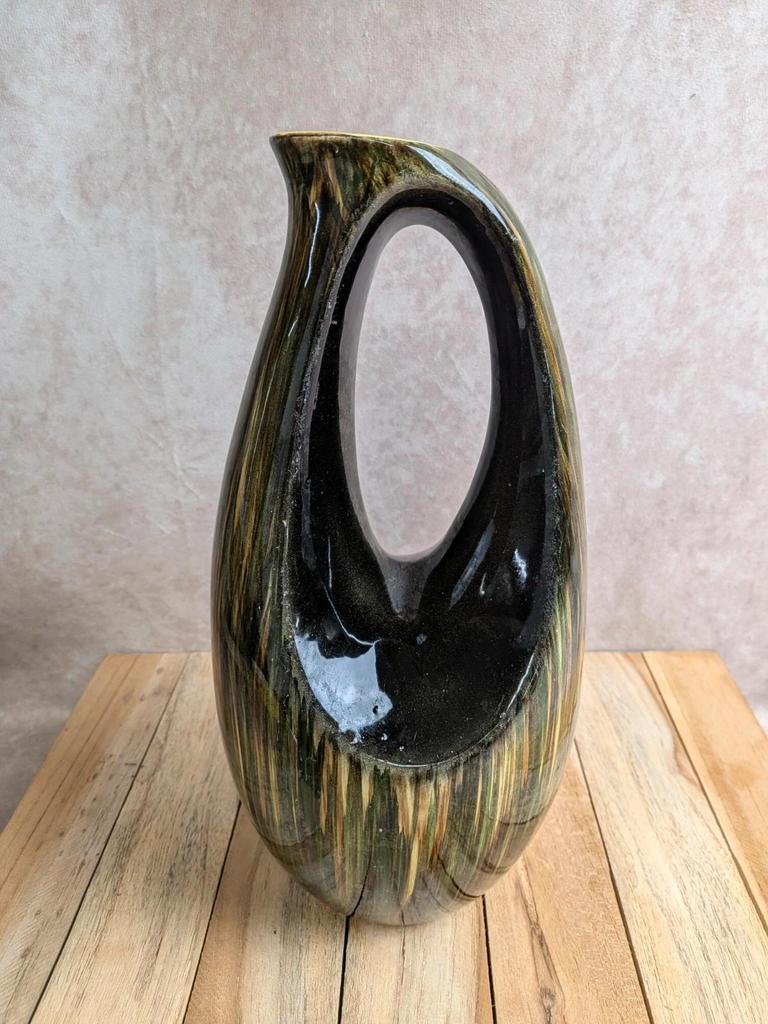 Grand vase pichet Saint-clément – Céramique émaillée verte – Vintage