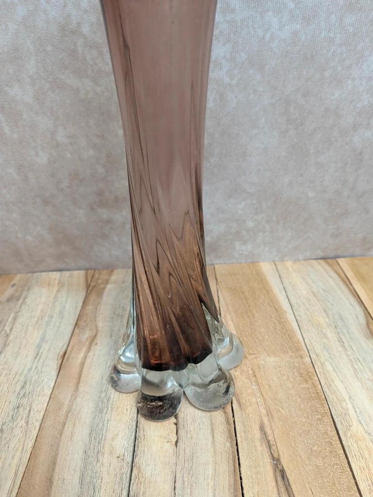 Vase vintage verre ambré style Murano tulipe années 60/70