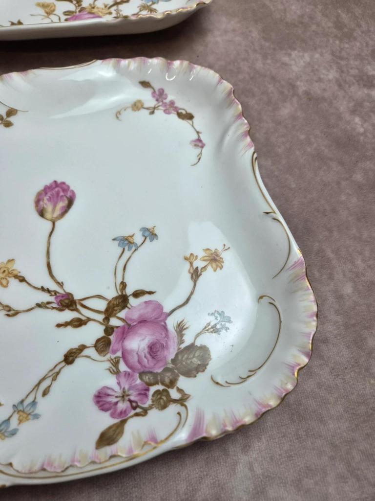 Paire de grands plats Haviland Limoges pour Vermont Marin Paris vers 1890