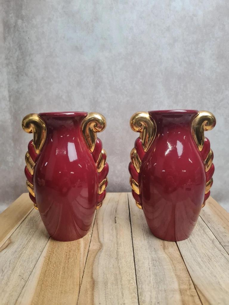 Paire de vases vintage Pl France – manufacture Poët-laval – modèle V38 bis 🌺