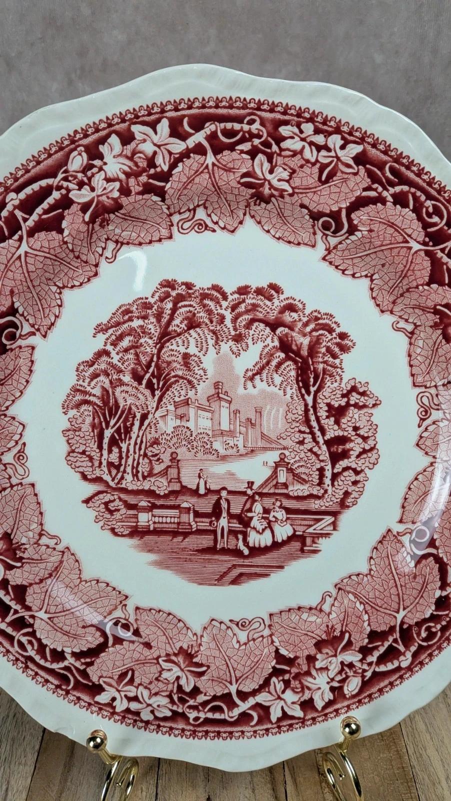Assiette ancienne Mason’s Vista rouge – décor romantique anglais