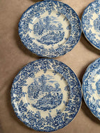 Lot de 12 assiettes plates Terre de fer Bp – Décor bleu toile de Jouy