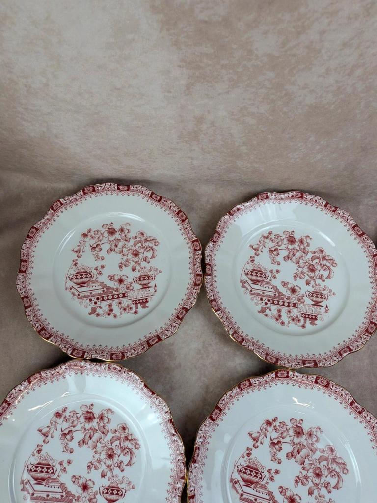 Lot de 12 assiettes plates Seltmann Weiden Bavaria Theresia rouge