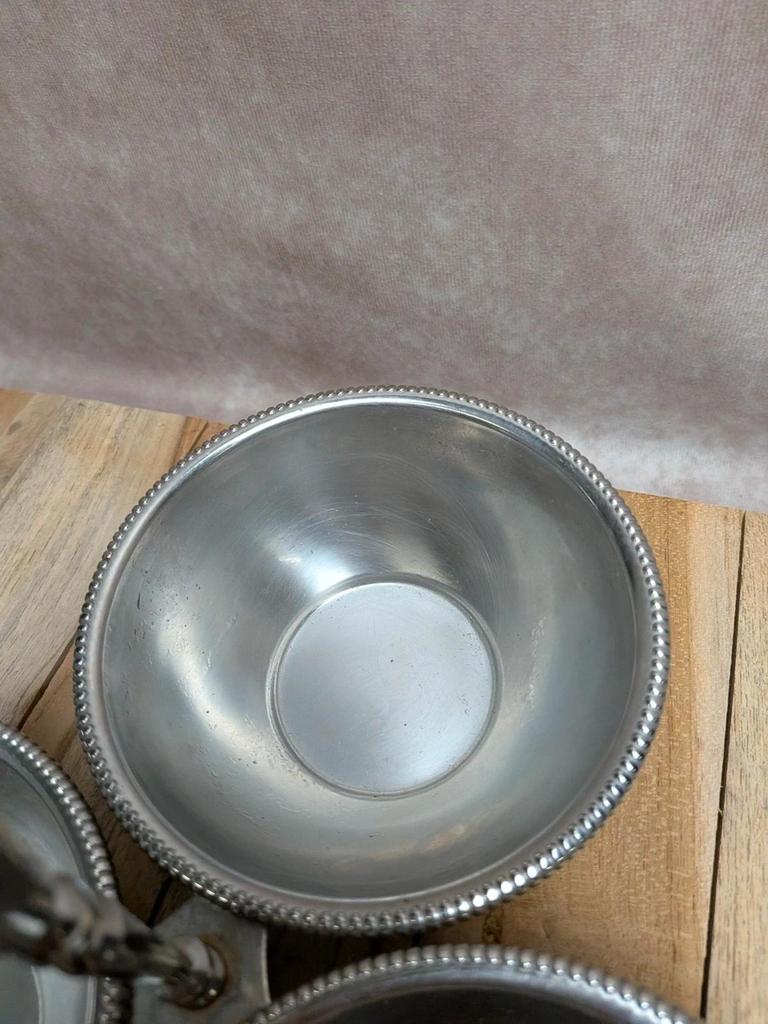 Serviteur ancien 3 coupelles en métal argenté – esprit bistrot chic