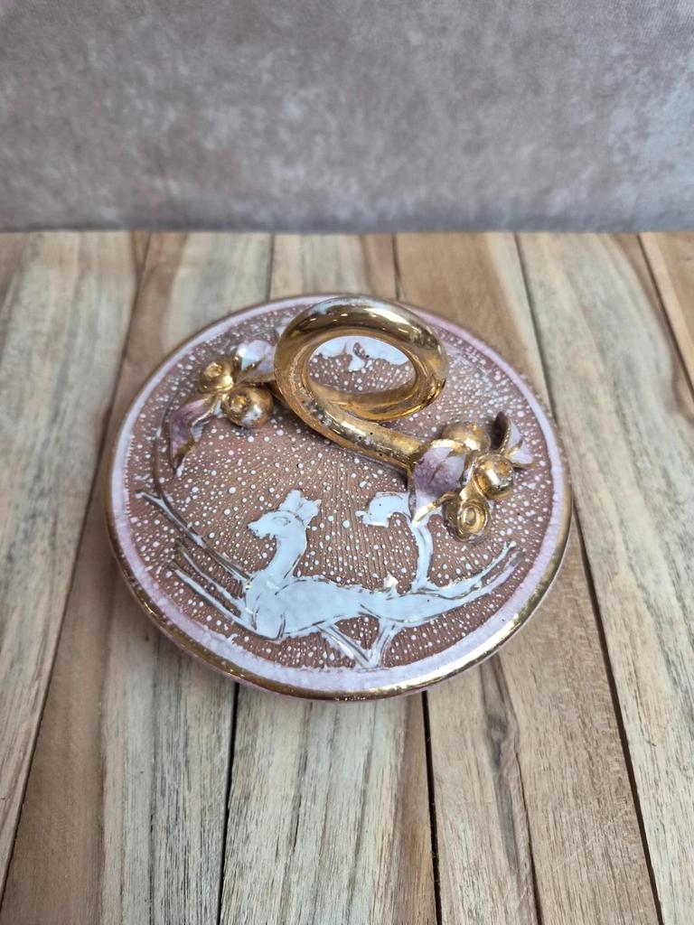 Boîte vintage en céramique M.i.c.a. Italy – décor doré