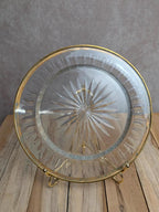Assiette ancienne en verre taillé – Monture métal doré Cailar-bayard – Orfèvrerie française