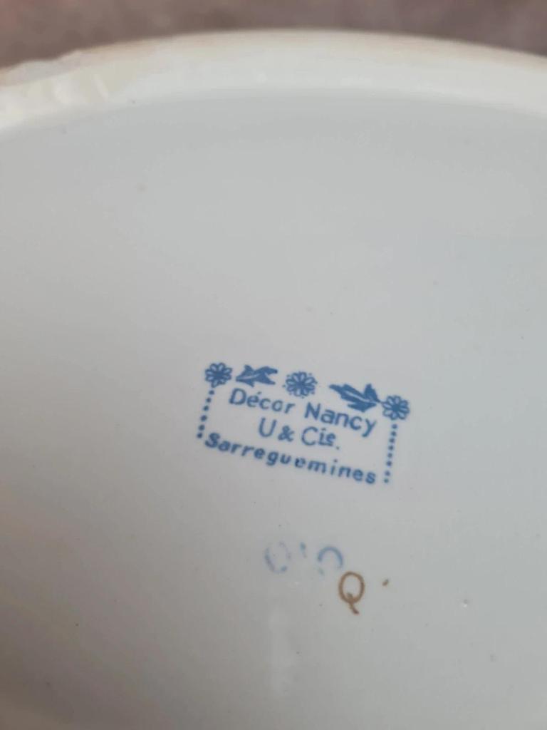 Légumière ancienne en bn terre de fer Sarreguemines “nancy” complète – plat + couvercle 💙