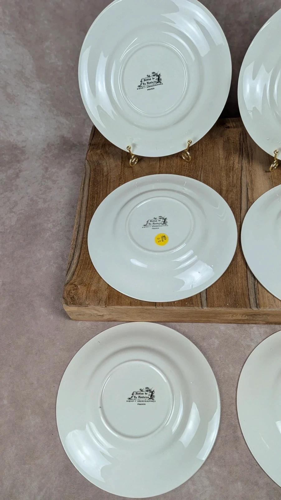 6 assiettes à dessert – Fables de La Fontaine Digoin Sarreguemines