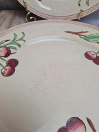 Lot de 6 assiettes plates Boch La Louvière Belgique modèle 2460 décor cerises polychrome