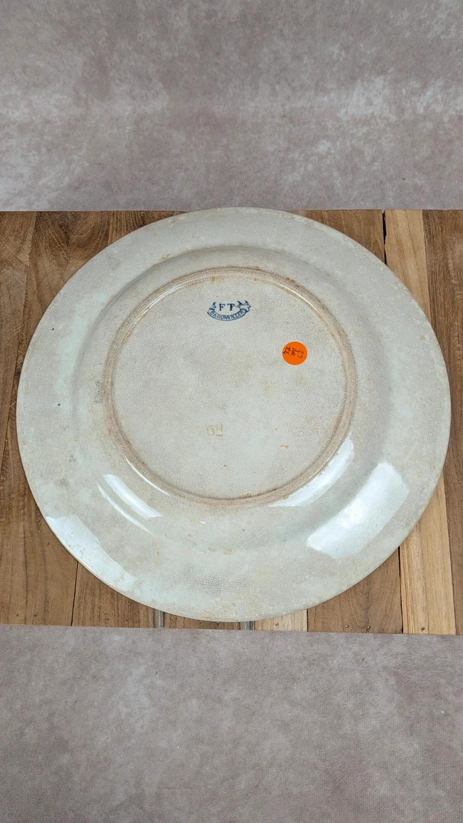 Plat ancien Badonviller – Modèle Oriental – Décor bleu