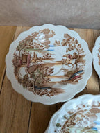 Lot de 3 soucoupes anciennes Staffordshire Coaching Days Ridgway