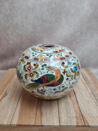 🌸 Pic-fleurs ancien en faïence décor main – oiseau & décor polychrome 🎨