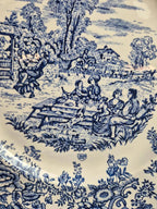 Lot de 6 assiettes plates décor Toile de Jouy bleu – Style Lunéville / campagne romantique
