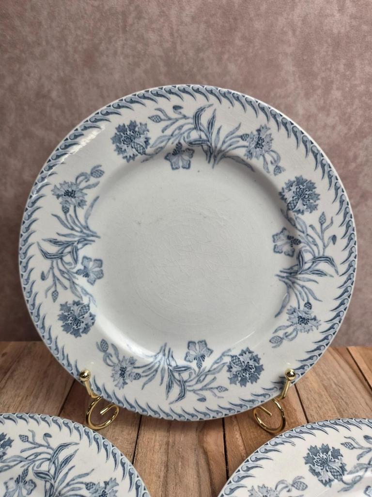 Lot de 3 assiettes à dessert anciennes Lunéville – Modèle Lutèce