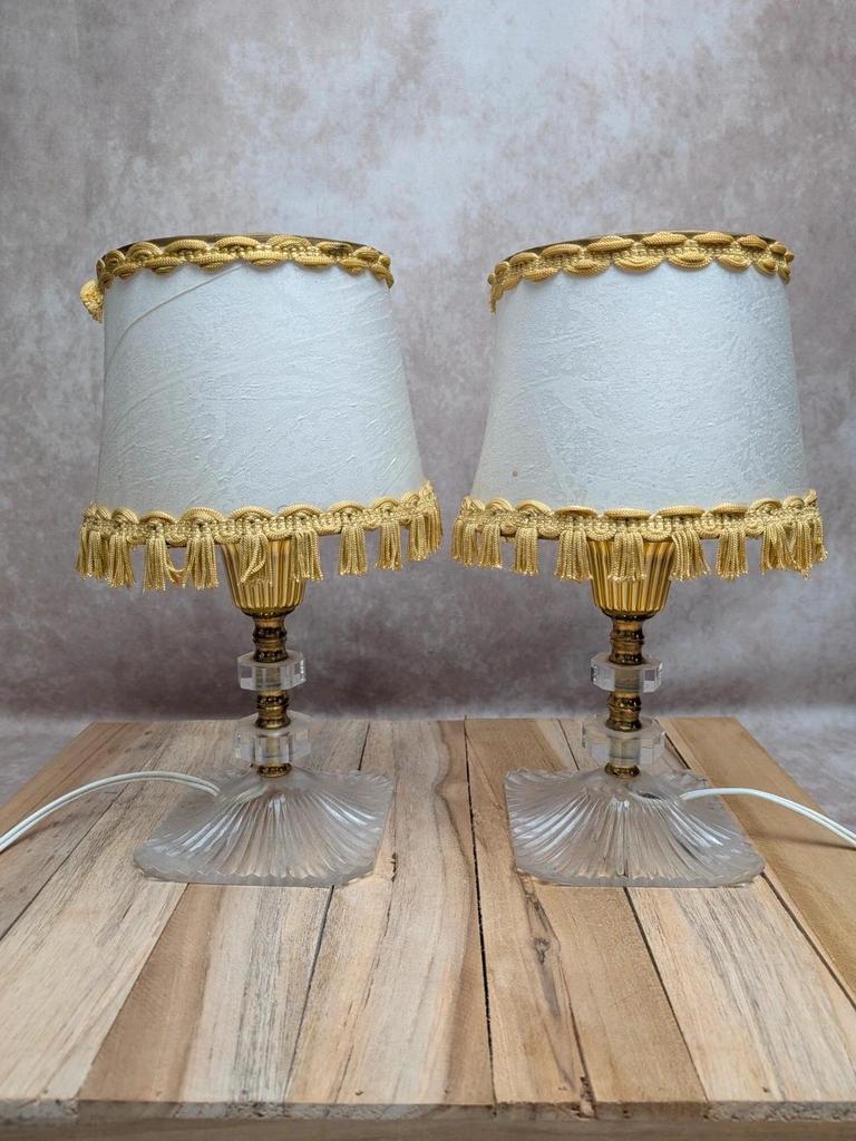 Paire de lampes vintage plexiglas & métal doré