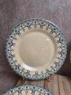 Lot de 6 assiettes plates anciennes Gien – Terre de Fer – modèle Bengale