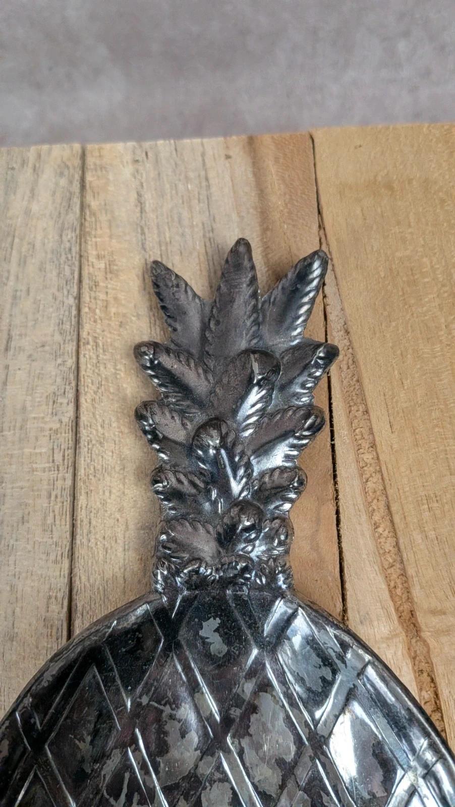 Vide-poche ananas vintage en métal argenté