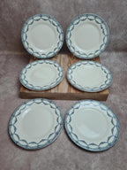 Lot de 6 assiettes à dessert anciennes Salins “petit Trianon” terre de fer bleu 💙🍰