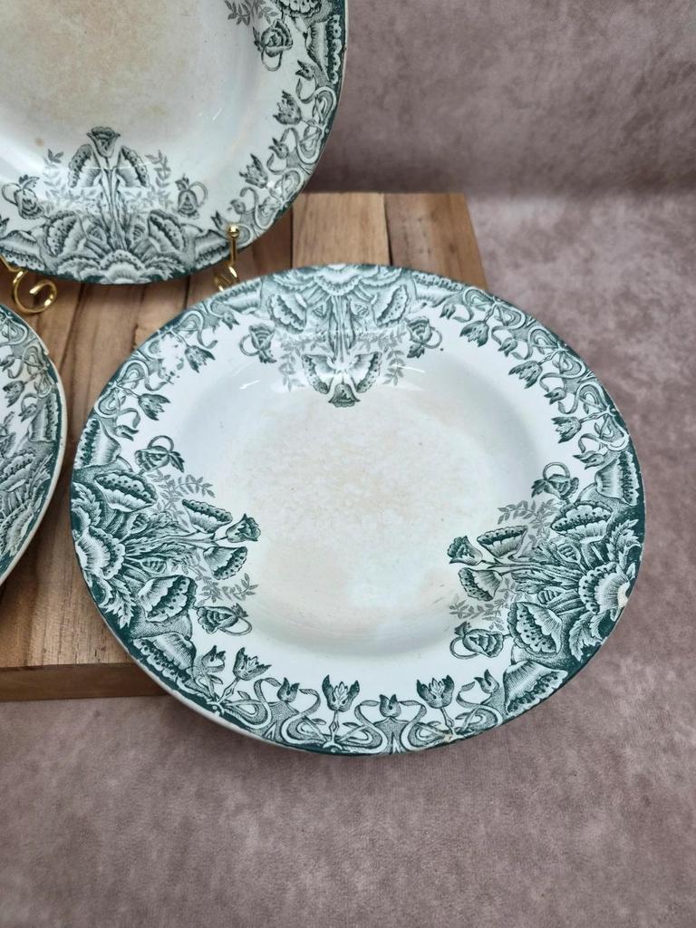 Lot 3 assiettes creuses Terre de Fer A. Lebacqz & M. Bouchart Floral
