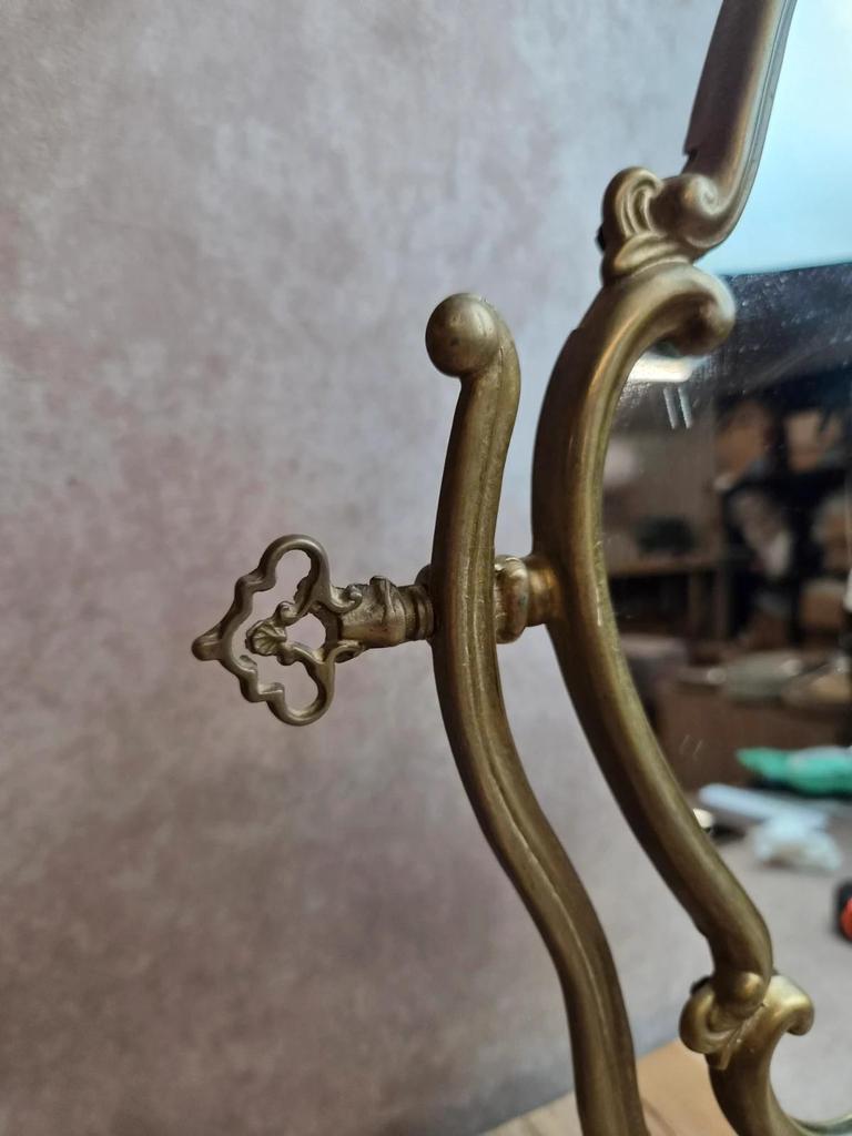 Grand miroir psyché de table en laiton – style Louis Xv rococo – vintage