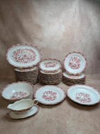 Lot de 12 assiettes plates Seltmann Weiden Bavaria Theresia rouge