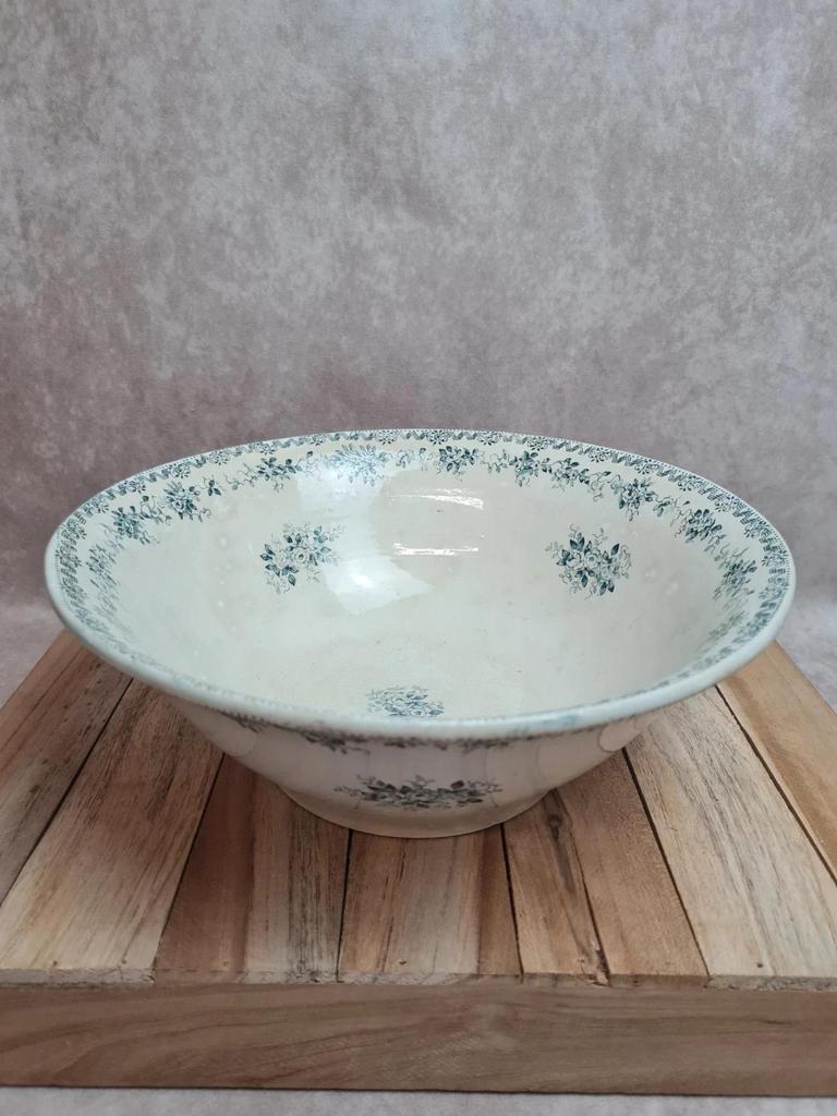 Saladier ancien Saint-amand “argenton” décor vert – faïence vintage 🍃