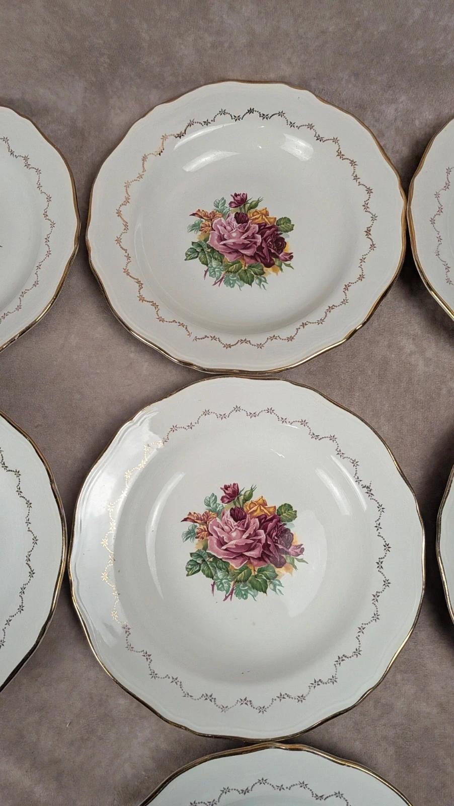 Lot de 7 assiettes creuses anciennes L’amandinoise – Faïence florale