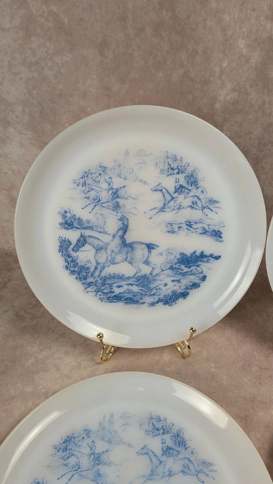 Lot de 6 assiettes Arcopal motif Chasse à courre