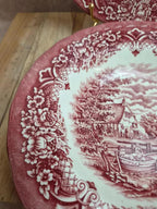 2 assiettes creuses vintage toile de Jouy rouge Grindley Homeland Staffordshire Angleterre