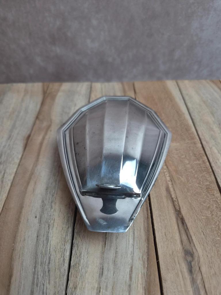 Beurrier à caviar Art déco vintage métal argenté verre dépoli coquille