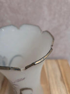 Vase ancien Art nouveau en verre givré émaillé – décor d’iris
