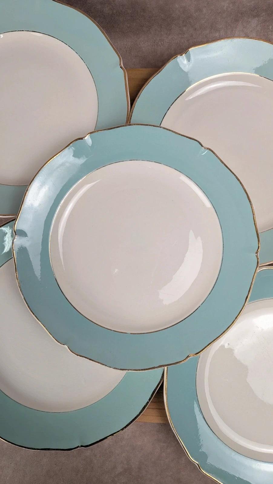 Lot de 5 assiettes plates anciennes Seranord Saint-amand – Modèle Chambord