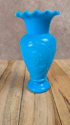 Petit vase opaline bleue décor impérial