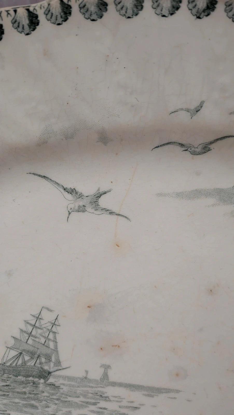 Grand plat ancien Gien – modèle Océan