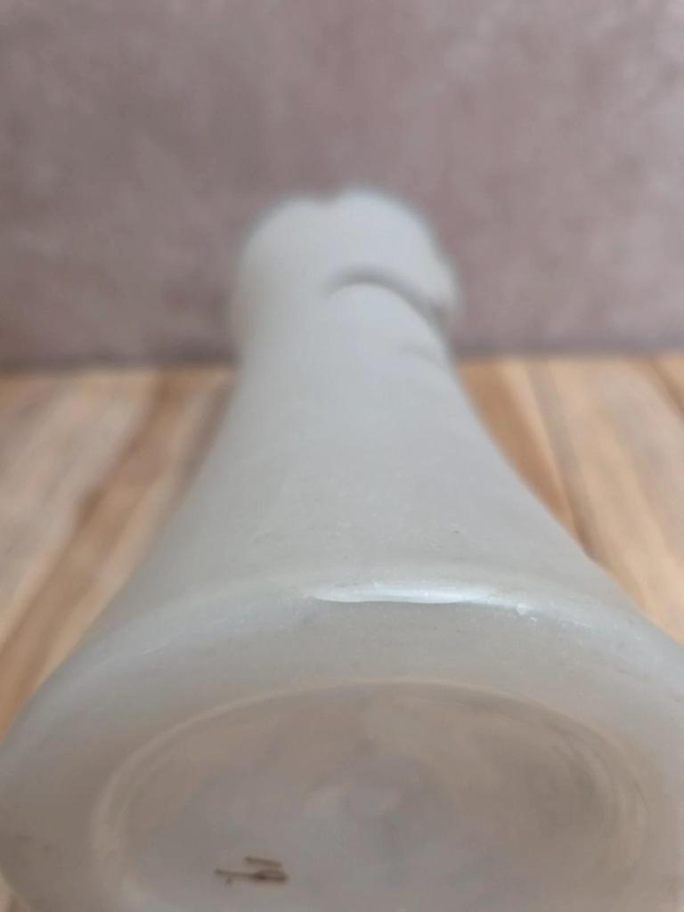 Vase ancien Art nouveau en verre givré émaillé – décor d’iris