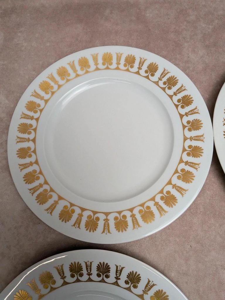 Lot de 4 assiettes plates Limoges dorure