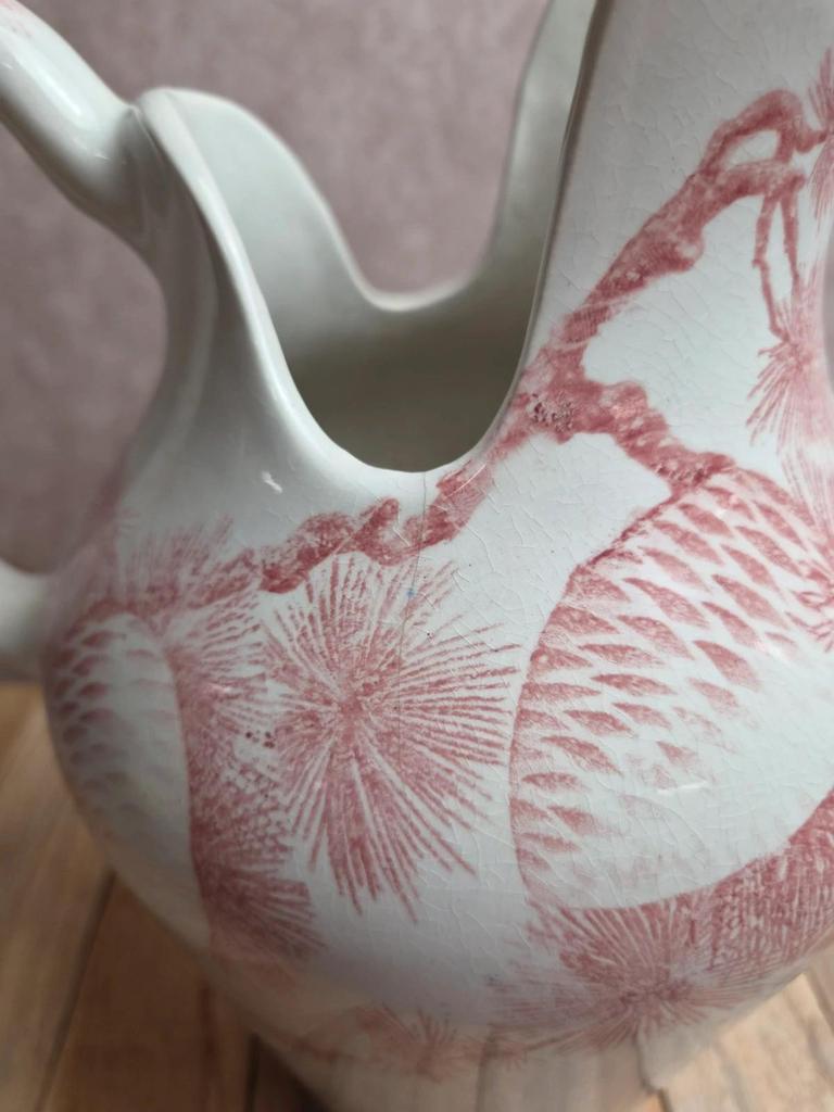 Broc de toilette Terre de Fer Creil & Montereau Sanremo – décor pommes de pin rare