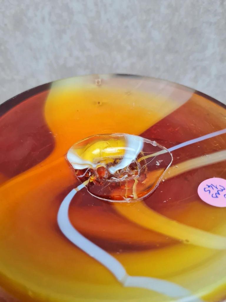 Vase / cruche en verre soufflé rouge – style Murano – pièce vintage années 70