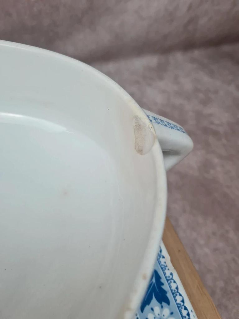 Légumière ancienne en bn terre de fer Sarreguemines “nancy” complète – plat + couvercle 💙