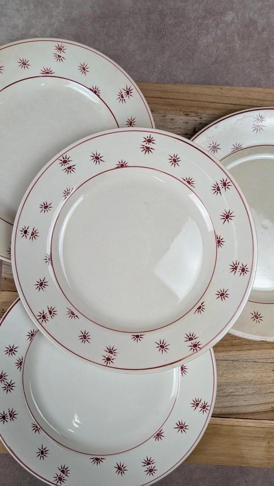 Lot de 4 assiettes plates vintage Sarreguemines – modèle Andrée
