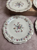 Lot de 6 assiettes plates anciennes Limoges Lucien Michelaud – décor floral