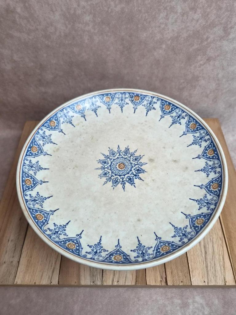 Compotier terre de fer Saint-amand modèle 6014 – décor oriental bleu et doré