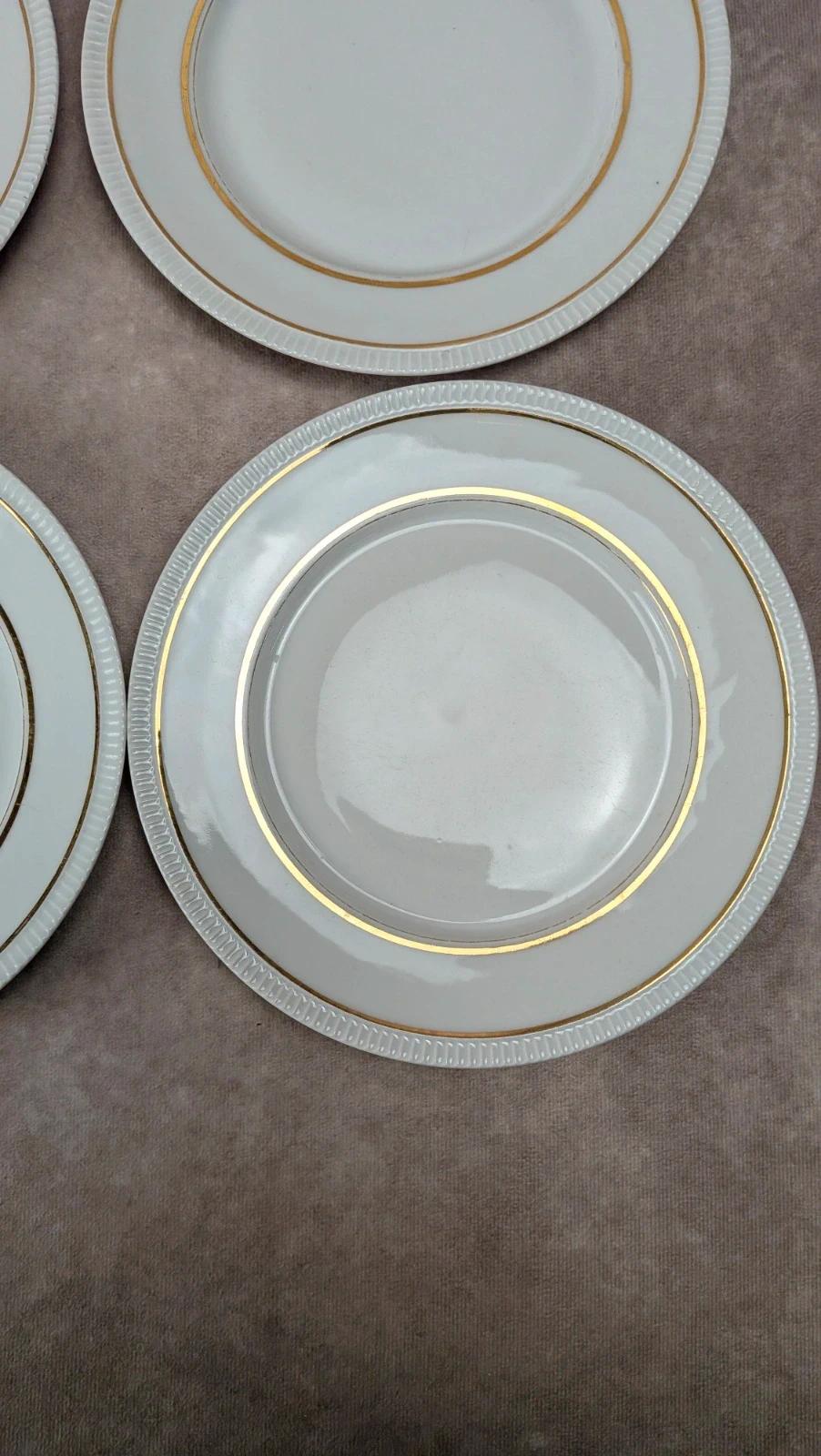 Lot de 6 assiettes à dessert anciennes porcelaine française liseré doré