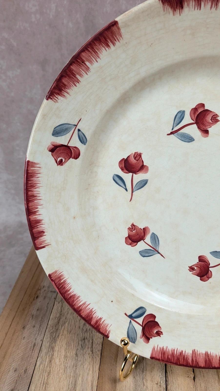 Plat ancien Gien Venise Poitevine peint à la main