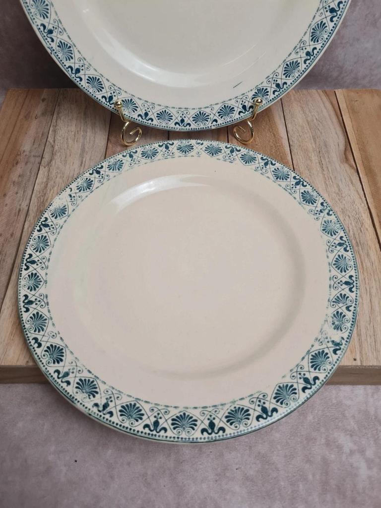 Lot de 2 assiettes plates anciennes Terre de Fer Salins modèle Celtic 💙