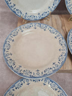 Lot de 6 assiettes plates anciennes Creil et Montereau, Service La Vallières, 23 cm